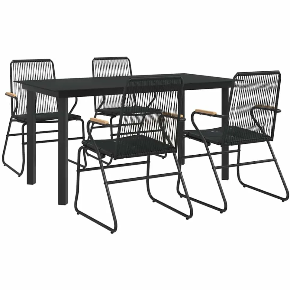 vidaXL 5-delige Tuinset PVC-rattan zwart, foto 3