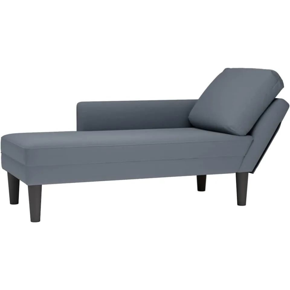 vidaXL Chaise longue met kussen&rechterarmleuning fluweel donkergrijs grijs, foto 4