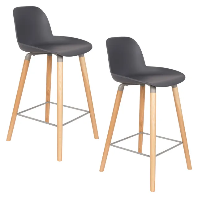 Zuiver Albert Kuip counter barkruk donkergrijs Donkergrijs/naturel