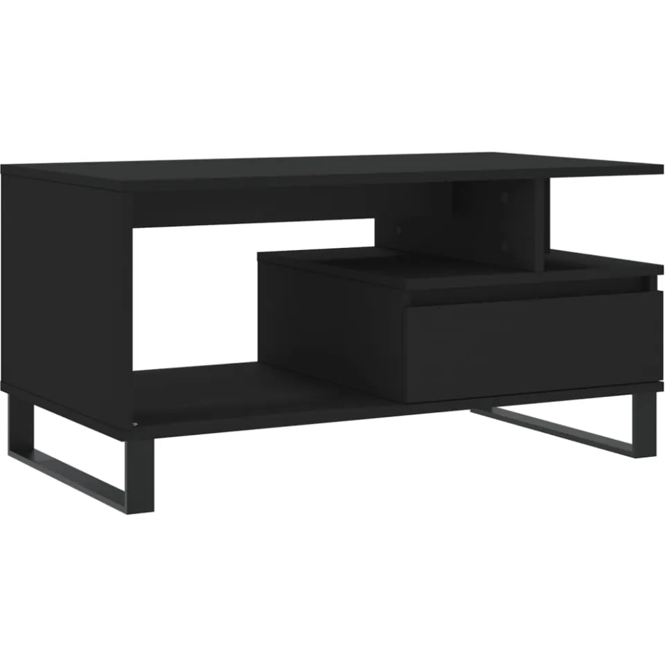 vidaXL Salontafel 90x49x45 cm bewerkt hout zwart, foto 3