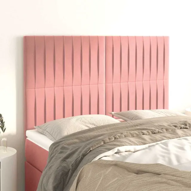 vidaXL Hoofdbord roze 144x5x118/128 cm fluweel