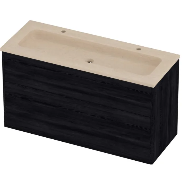 Proline Rollo Badmeubelset Hardsteen Elegant In Kader 120x46x67 cm Sand Stone Black Oak Eiken
