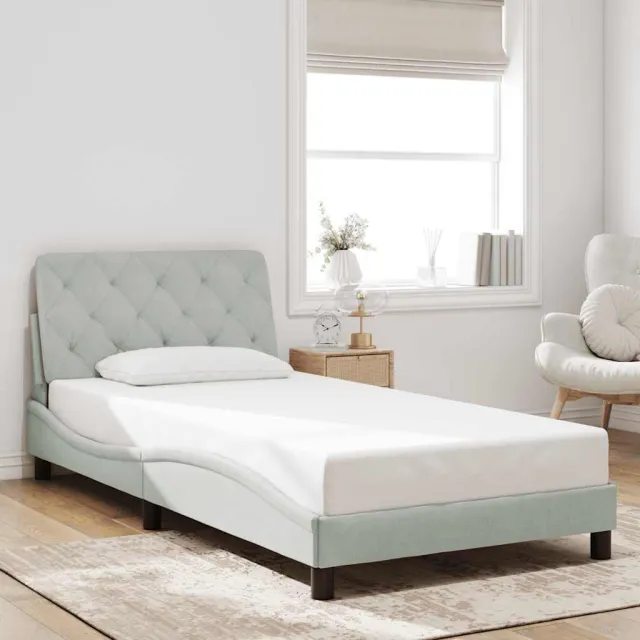 vidaXL Bedframe zonder matras 100x200 cm fluweel lichtgrijs grijs
