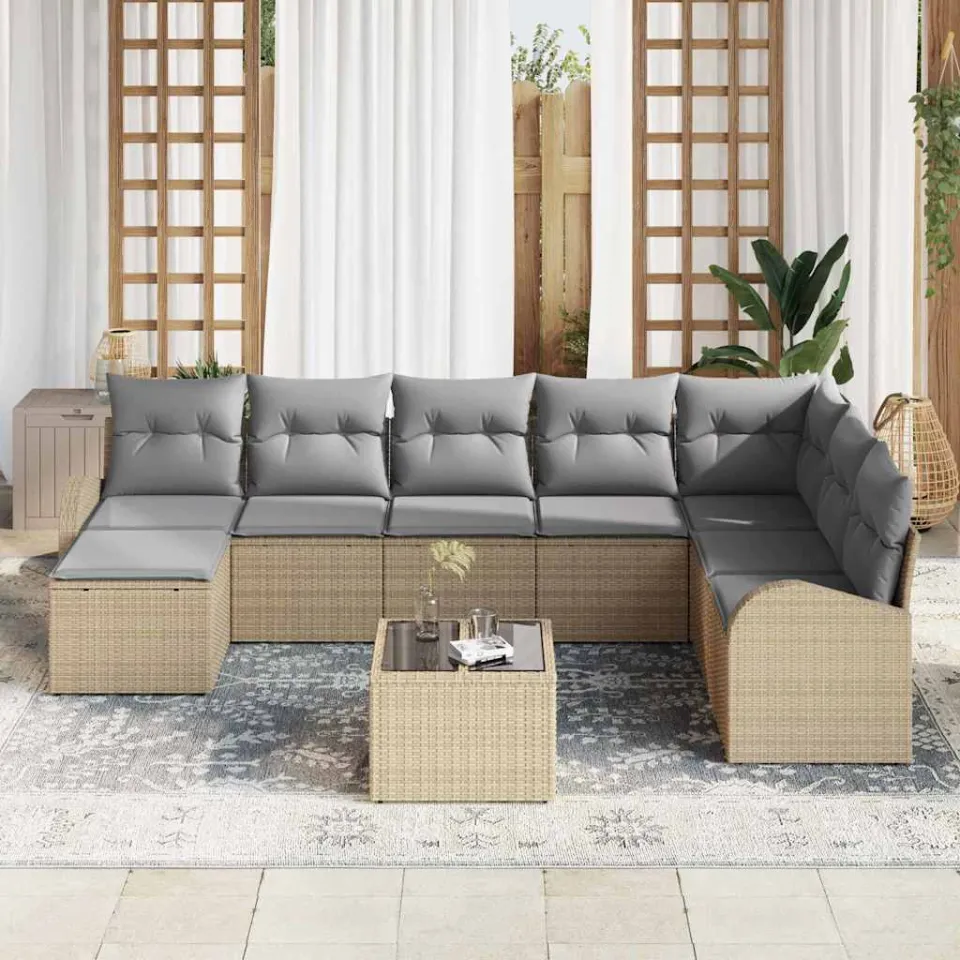 vidaXL Tuin Sofa Set 9 st Beige [Synthetisch]: Poly Rattan, foto 3