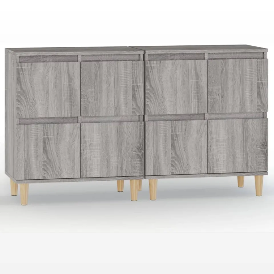 vidaXL Dressoirs 2 st 60x35x70 cm bewerkt hout grijs sonoma eikenkleur, foto 4