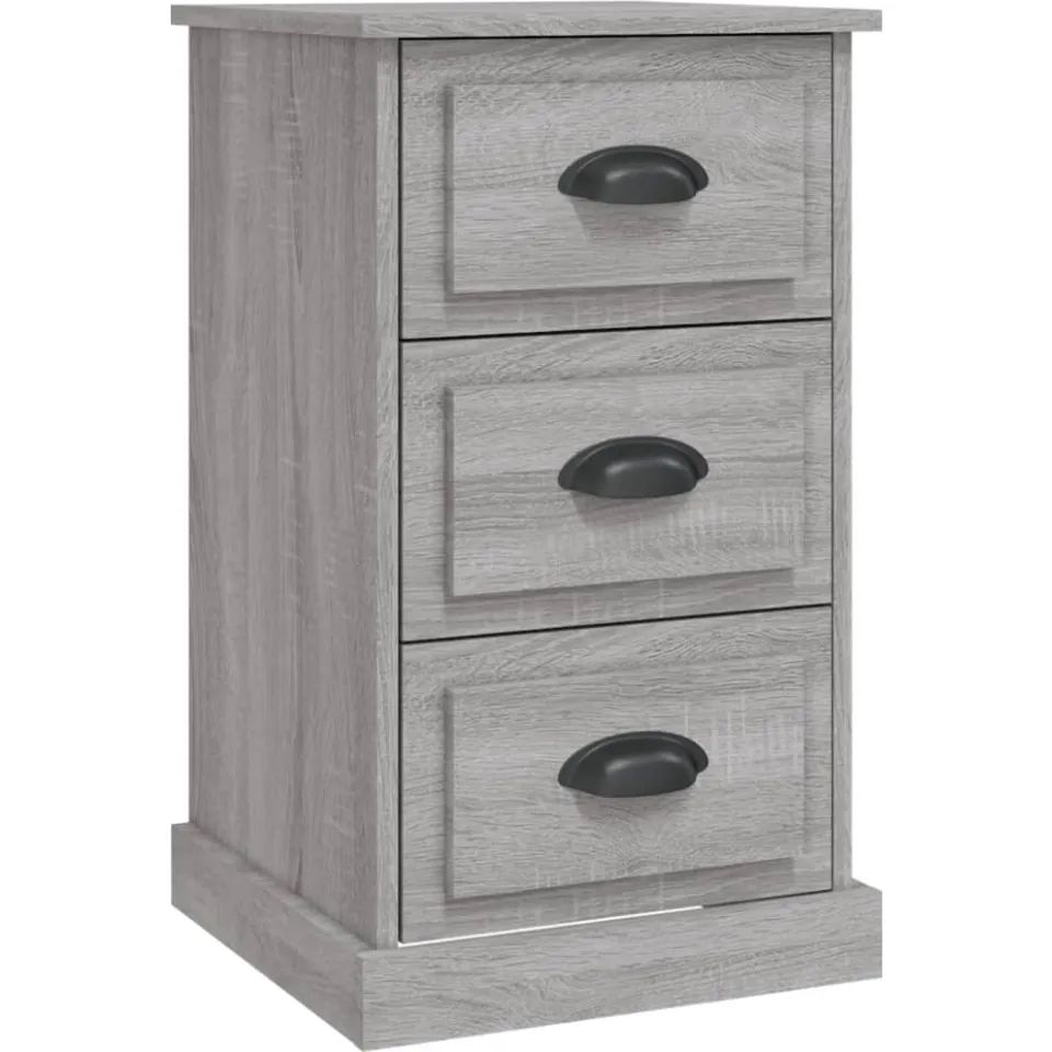 vidaXL Nachtkastje 39x39x67 cm bewerkt hout grijs sonoma eikenkleurig