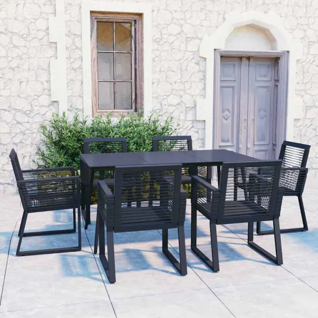 vidaXL 7-delige Tuinset PVC-rattan zwart, foto 2