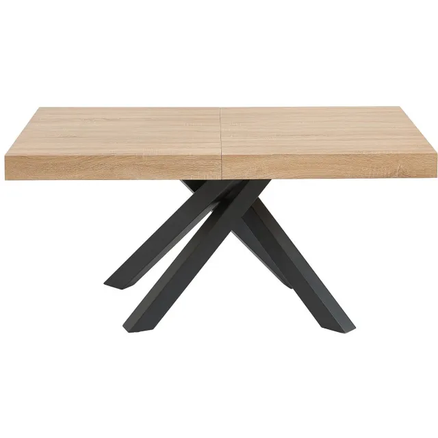 Vente-unique Uitschuifbare eettafel 6 tot 10 personen van MDF en hevea - Naturel en zwart - CATONAV Natuurlijk licht