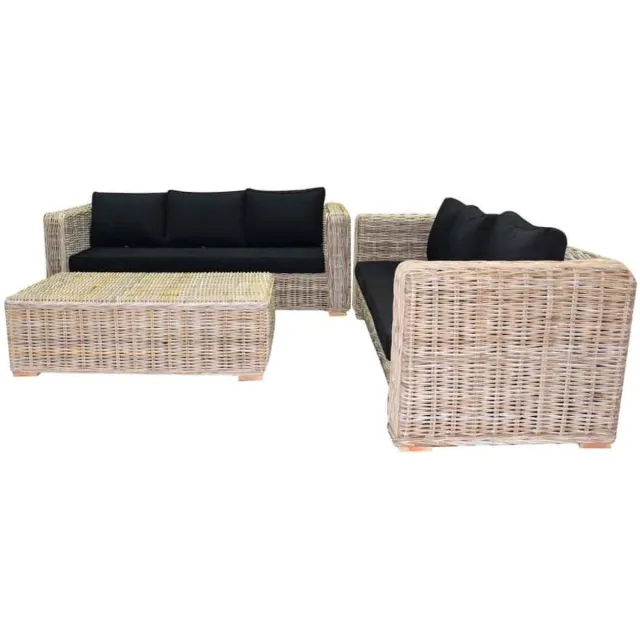 AVH-Collectie Nissah bank loungeset 3-delig rotan Bruin / Terre