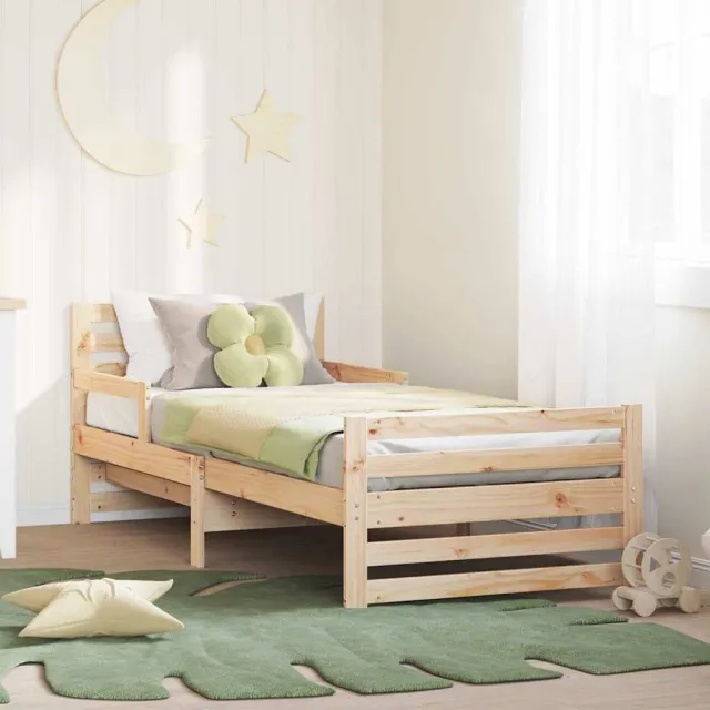 vidaXL Bedframe met hoofdeinde Bruin 80 x 200 cm Bewerkt hout Beige