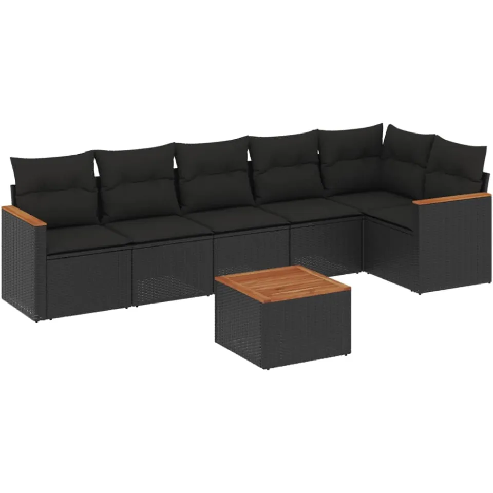 vidaXL Patio Sofa Set 7-zits Black, foto 3
