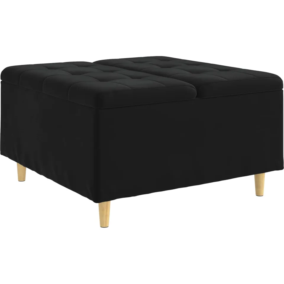vidaXL Ottoman met Opbergruimte Zwart 80 x 80 x 45 cm Fluweel, foto 3