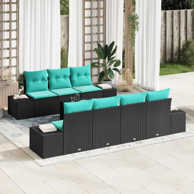 vidaXL Tuin Sofa Set 8 st Zwart poly rattan, foto 2