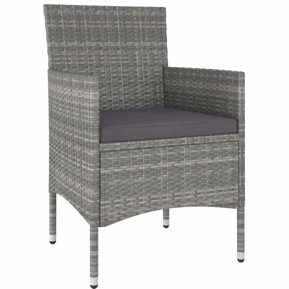 vidaXL 3-delige Tuinset poly rattan grijs