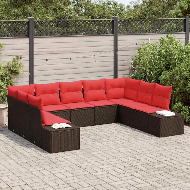 vidaXL Tuin Sofa Set 9 st Bruin poly rattan, foto 2