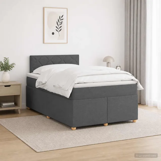 vidaXL Boxspringbed met matras Donkergrijs 120 x 190 cm Stof