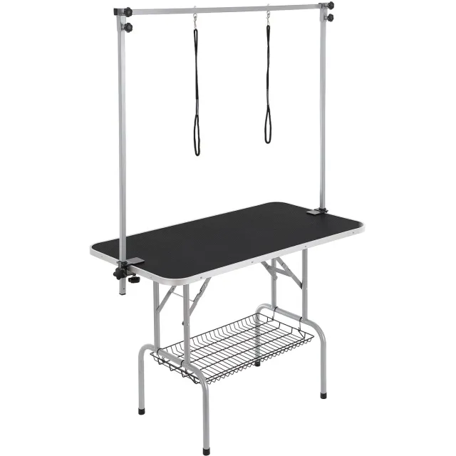 Vevor Verzorgingstafel 1300x617x1818mm Scheertafel RVS Hondenverzorgingstafel 150kg Laadvermogen Kaptafel Hond Opvouwbare Dierenverzorgingstafel 1137,9x609,6mm Desktop Ideaal voor Baden Trimmen Drogen Borstelen Zwart