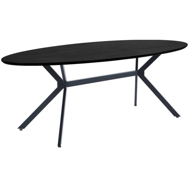 WOOOD Bruno Eettafel Ovaal - Mdf - Zwart - 75x220x100 black