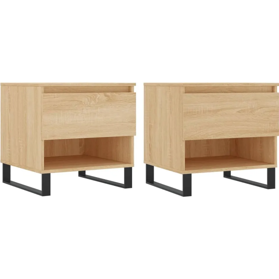 vidaXL Salontafels 2 st 50x46x50 cm bewerkt hout sonoma eikenkleurig, foto 3