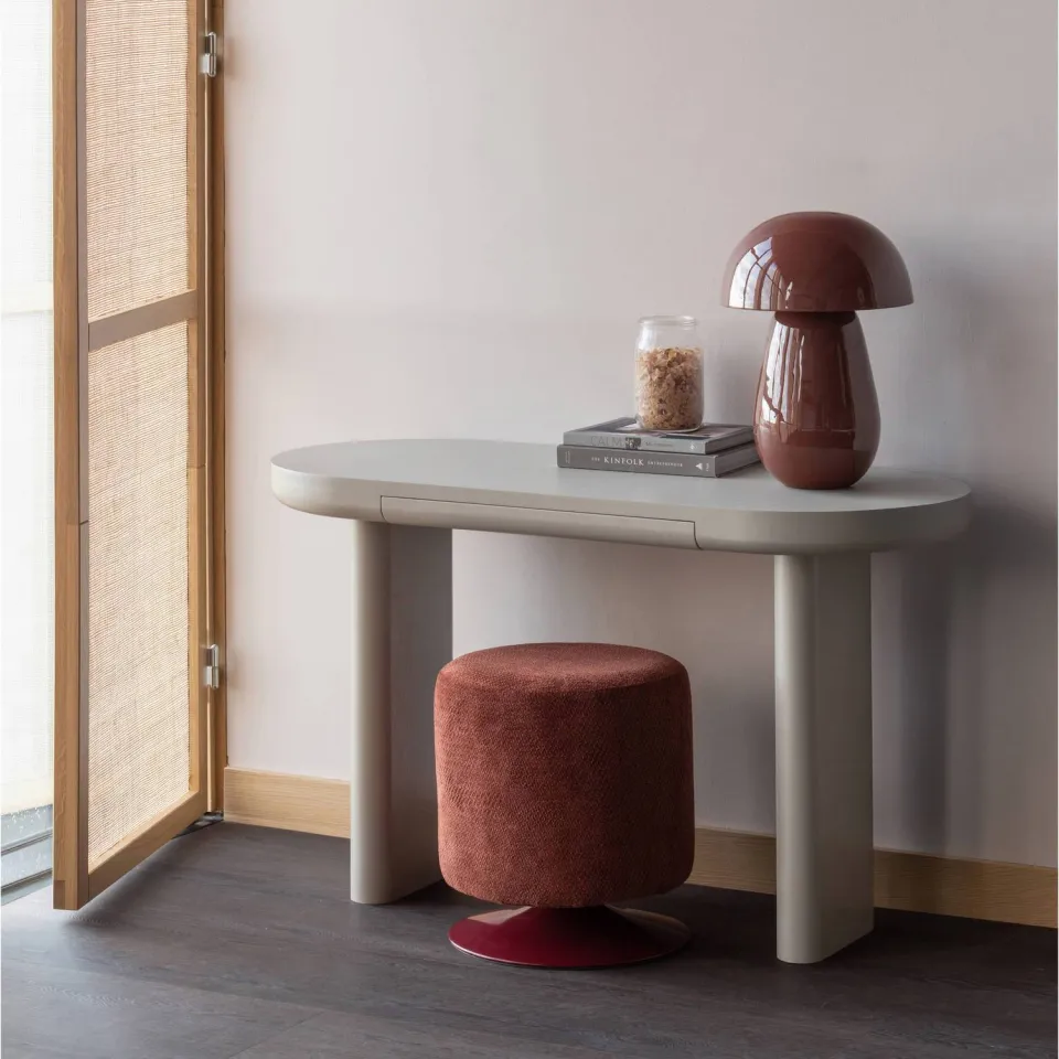 WOOOD Islen Poef Met Draaivoet - Bouclé - Lichtblauw - 47x39x39, foto 3