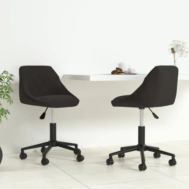 vidaXL Eetkamerstoelen draaibaar 2 st fluweel zwart, foto 2