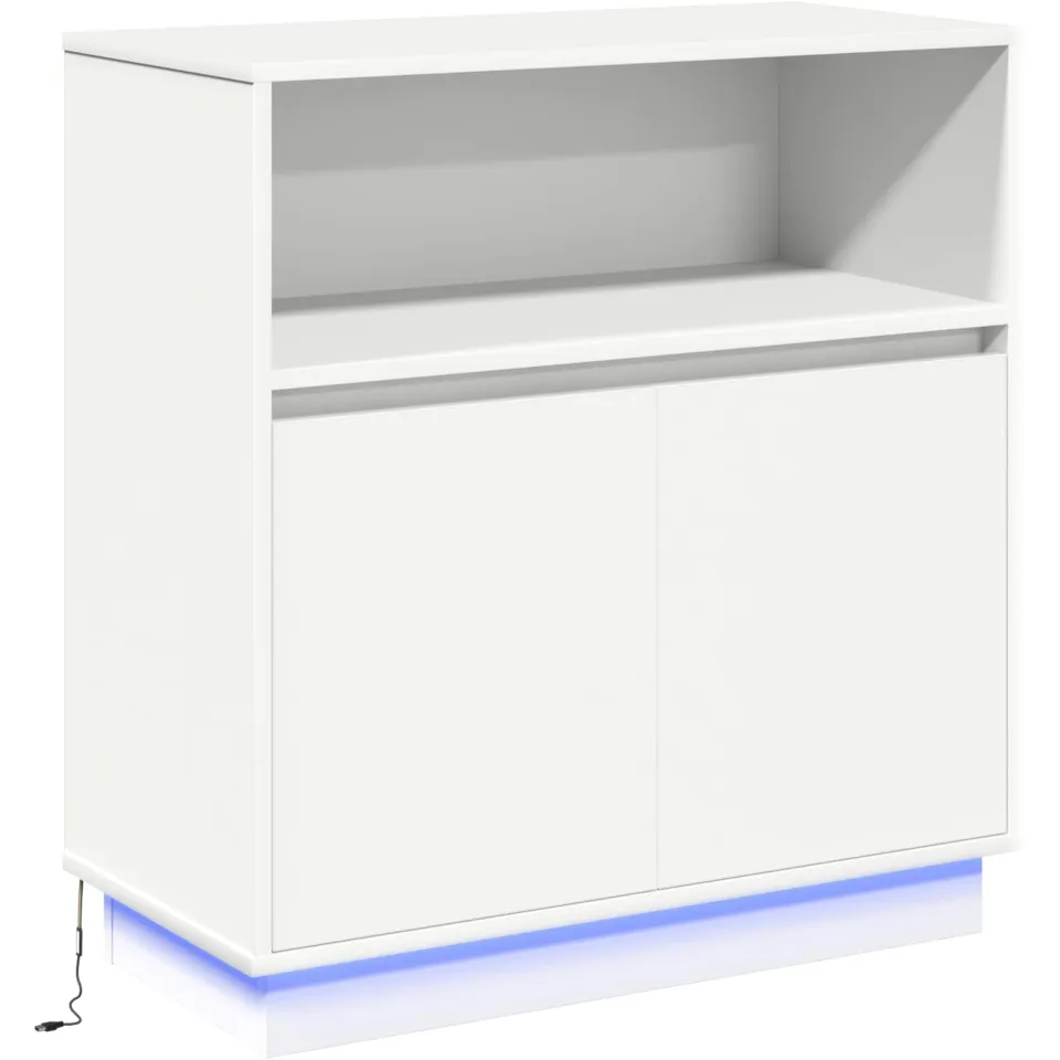 vidaXL LED Sideboard Wit 71 x 34,5 x 75 cm Bewerkt hout, foto 3