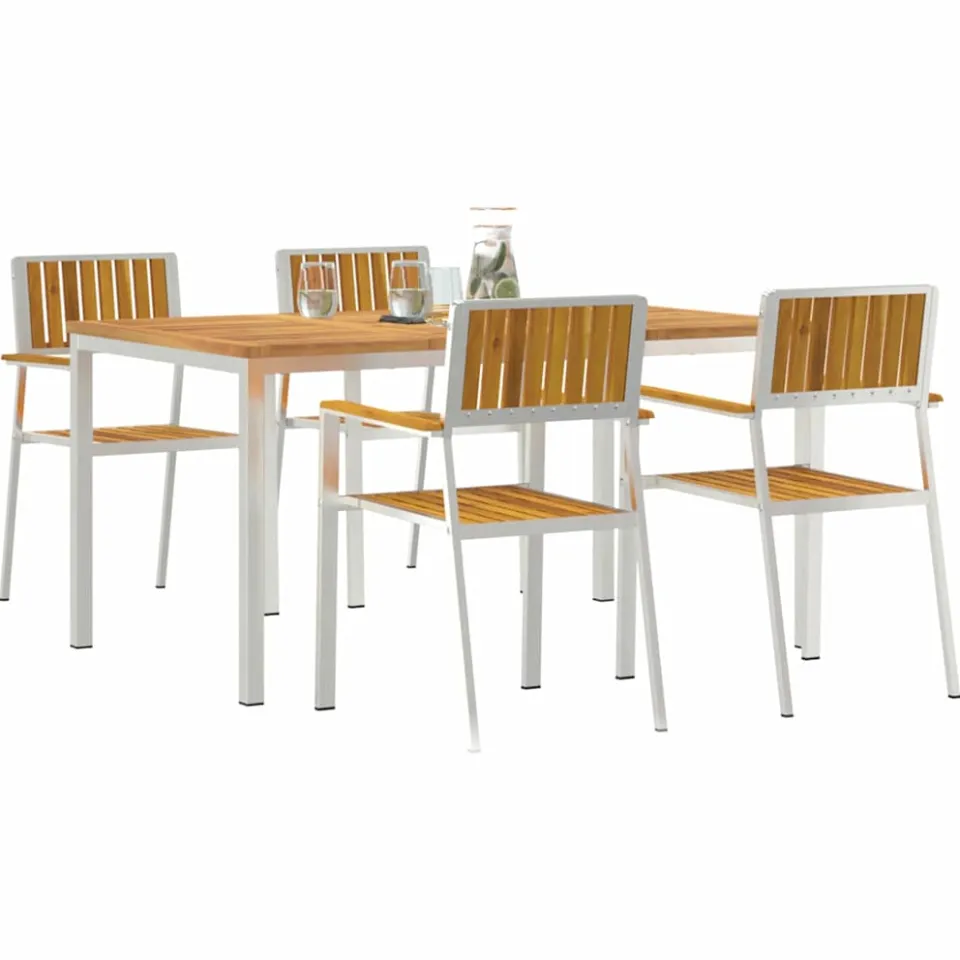 vidaXL Buiten eettafelset 5 st 150 x 90 x 75 cm bruin