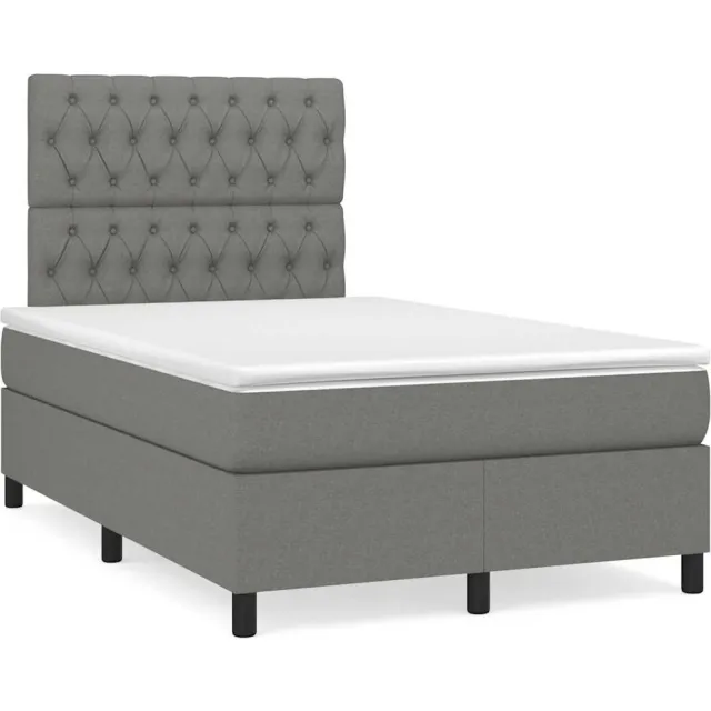 vidaXL Boxspring met matras en LED stof donkergrijs 120x190 cm grijs