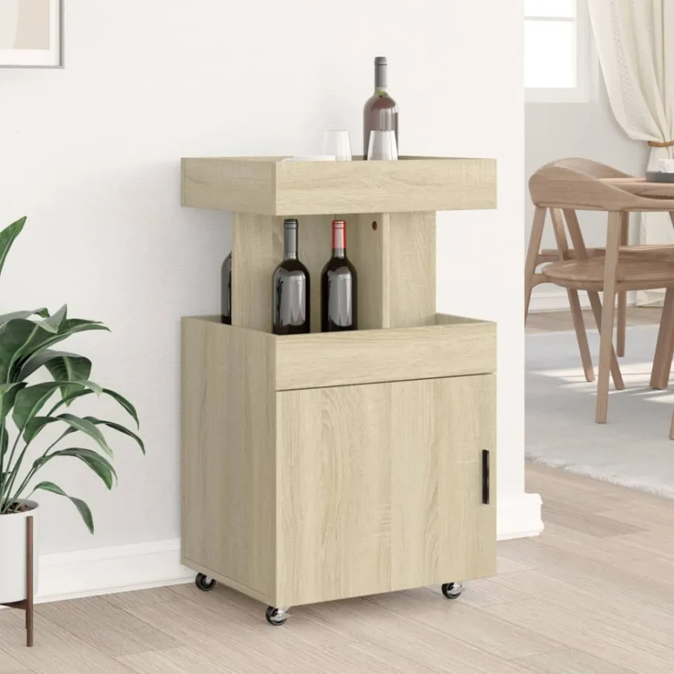 vidaXL Drankkar 50x41x89 cm bewerkt hout sonoma eikenkleurig, foto 3