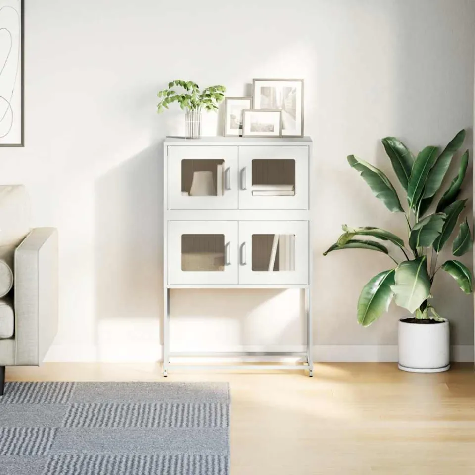 vidaXL Hoge kast 68x39x107 cm staal wit, foto 3