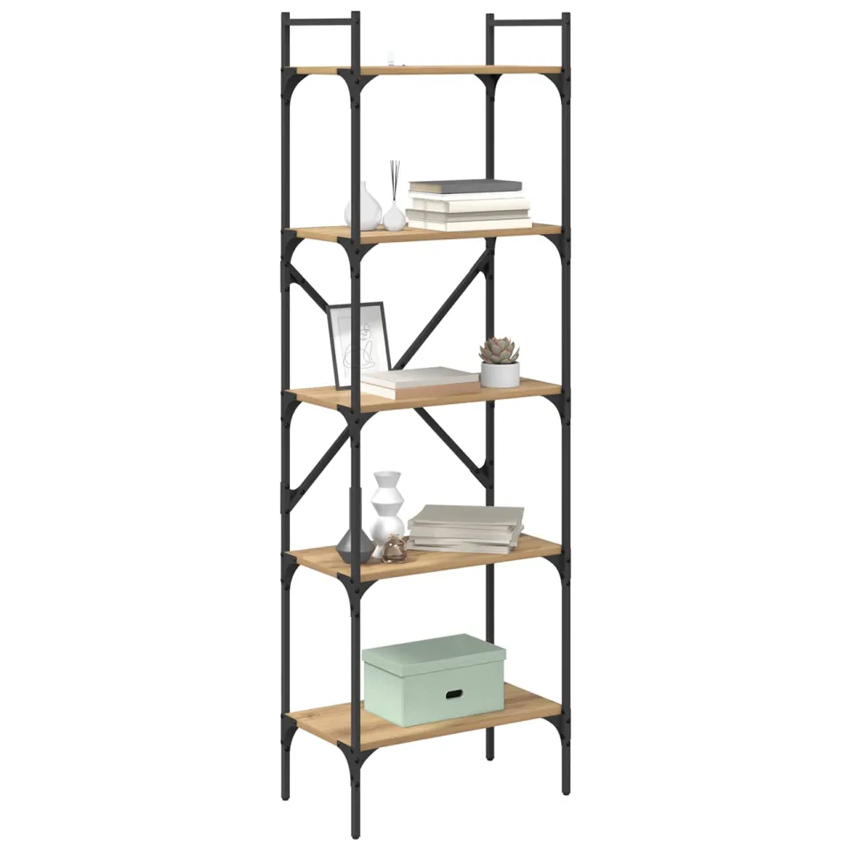 vidaXL Boekenkast 5-laags 56 x 32 x 174 cm Bewerkt hout Artisan Eiken Bruin