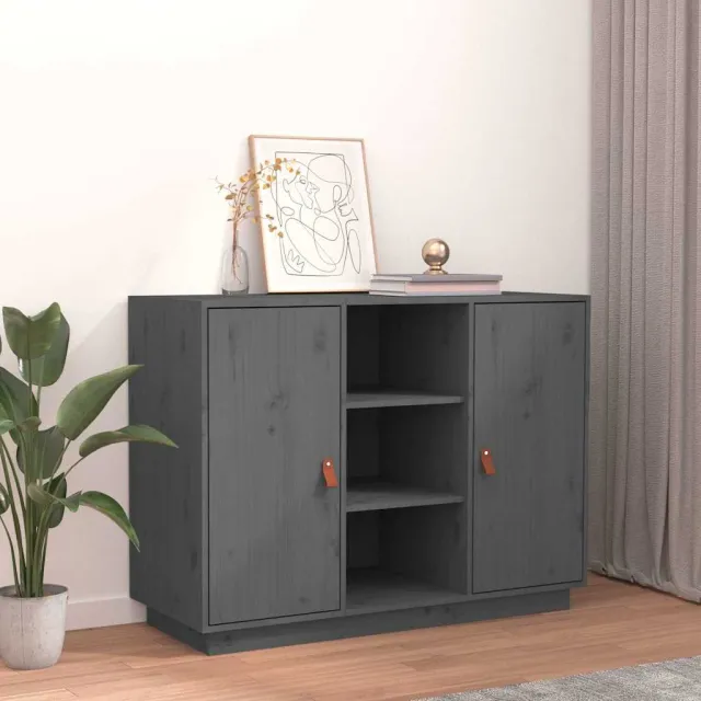 vidaXL Dressoir 100x40x75 cm massief grenenhout grijs, foto 2
