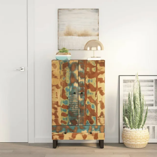 vidaXL Hoge kast met lade 60x33x100 cm gerecycled hout en ijzer Meerkleurig