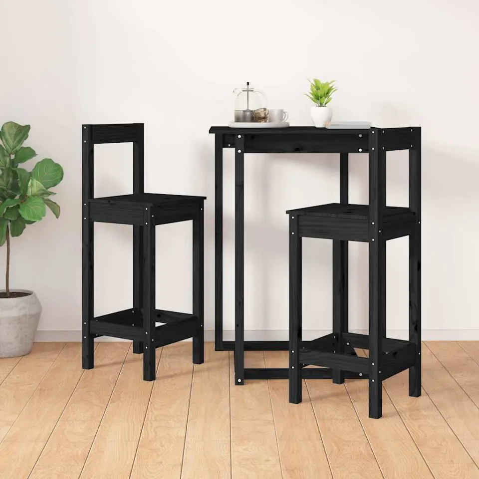vidaXL Barstoelen 2 st 40x41,5x112 cm massief grenenhout zwart, foto 3