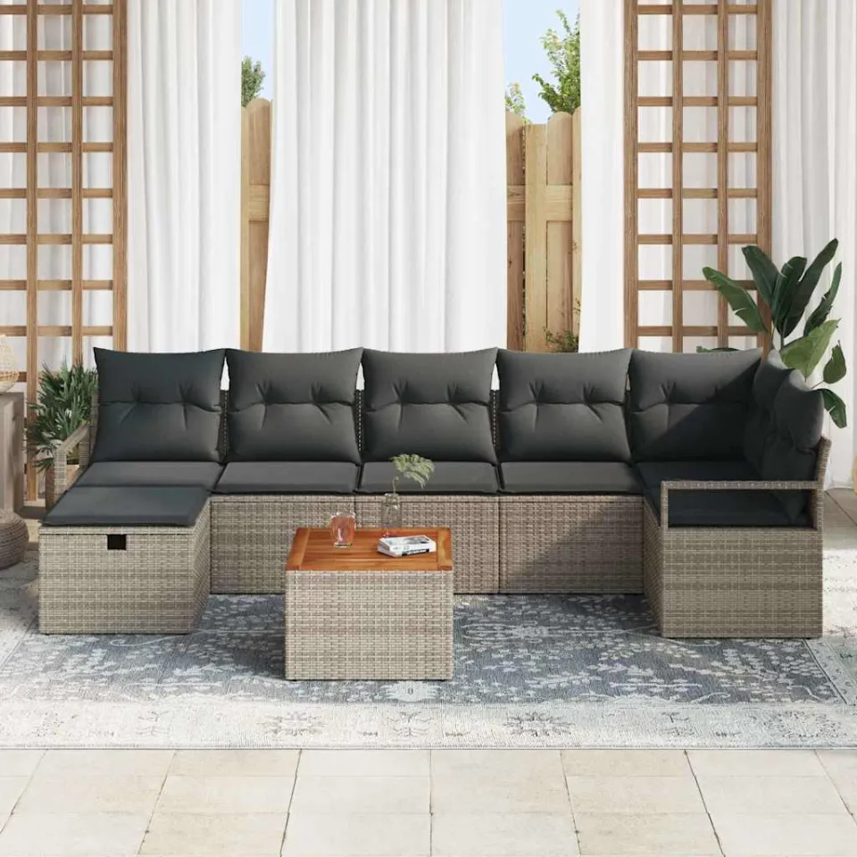 vidaXL Tuinbankenset 8 st Grijs poly rattan