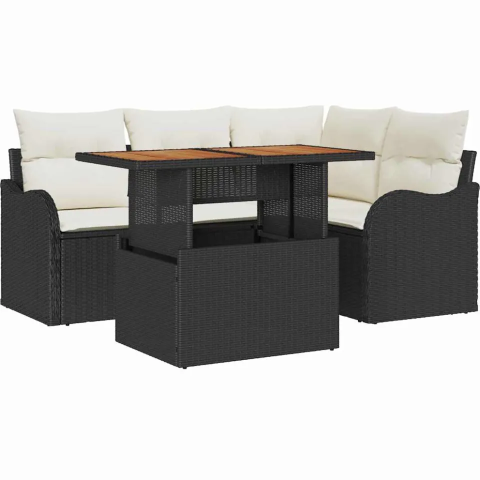vidaXL Tuin Sofa Set 5 st Zwart Poly riet