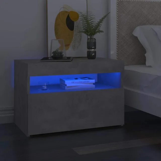 vidaXL Nachtkastjes 2 st met LED-verlichting 60x35x40 cm betongrijs grijs, foto 2