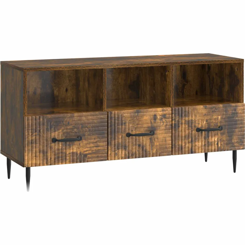 vidaXL TV-kast met lade Gerookt eiken 102 x 34,5 x 50 cm Bewerkt hout, foto 3