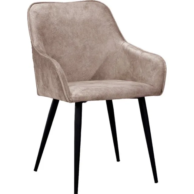 Soof & Tess Soph & Tess - Florence Eetkamerstoel - Set van 6 - Taupe - Fluweel - Velvet - Industrieel - Met armleuning - Easy Clean Stoffen - Hoge Kwaliteit