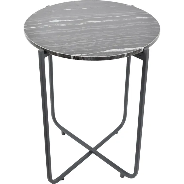 LOFT42 Marble Ronde Bijzettafel Zwart - Metaal/Marmer - 45x55