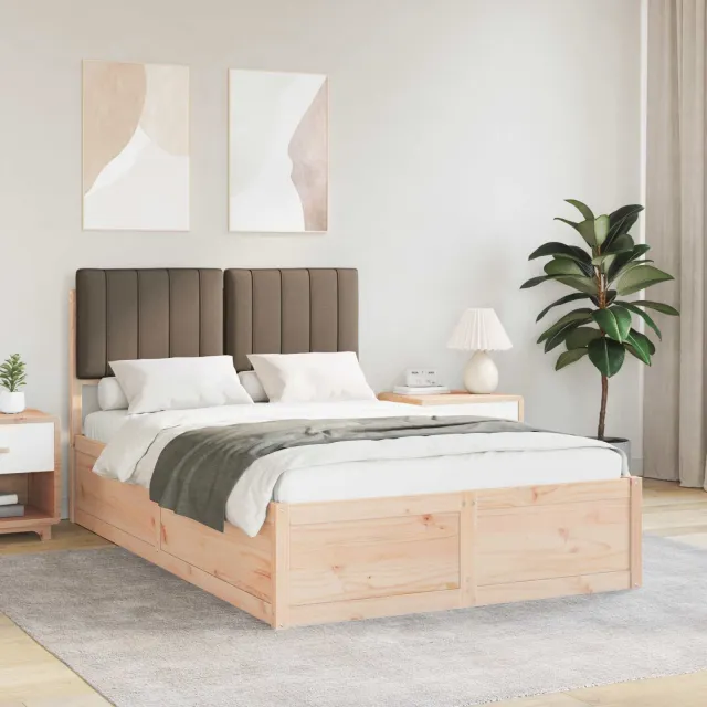 vidaXL Bedframe met Gevoerd Hoofdgedeelte Taupe 120 x 200 cm