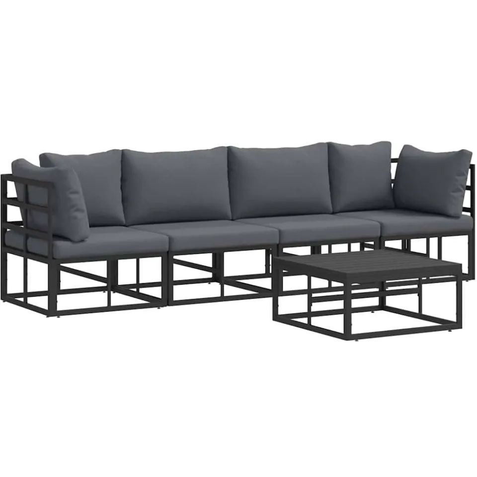 vidaXL Tuinbankenset 5 st Zwart Metaal