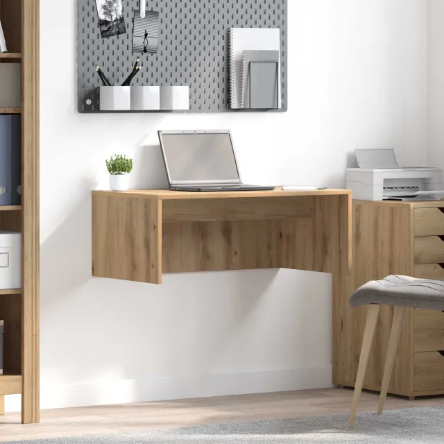 vidaXL Wandbureau Artisan Eiken 80 x 45 x 30 cm Bewerkt hout, foto 2