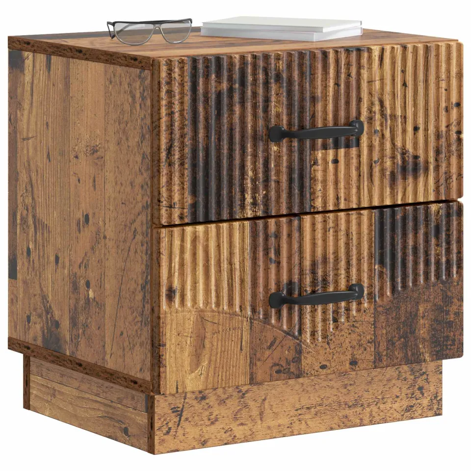 vidaXL Nachtkastje met lade Oud hout 43 x 34,5 x 44,5 cm Bewerkt hout Bruin