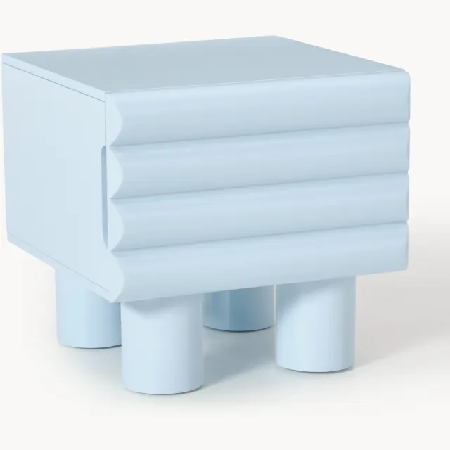 Westwing Collection Nachtkastje Fana met lades in blauw Lichtblauw