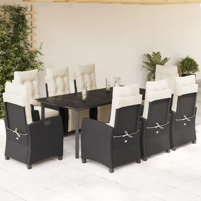 vidaXL 9-delige Tuinset poly rattan zwart, foto 2