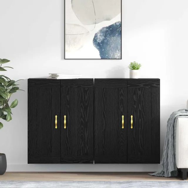 vidaXL Wandkast 2 st Zwart Eiken 69,5 x 34 x 90 cm Bewerkt hout