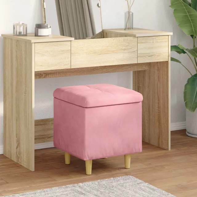 vidaXL Ottoman met Opbergruimte Roze 40 x 40 x 45 cm Fluweel, foto 2