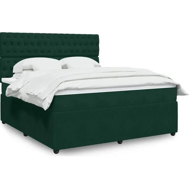 vidaXL Boxspring met matras fluweel donkergroen 180x200 cm groen