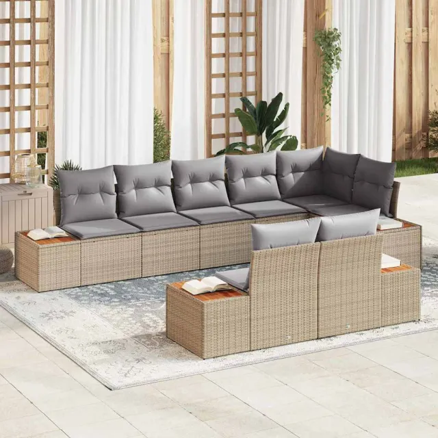 vidaXL Tuinbankenset 8 st Beige Poly riet, foto 2